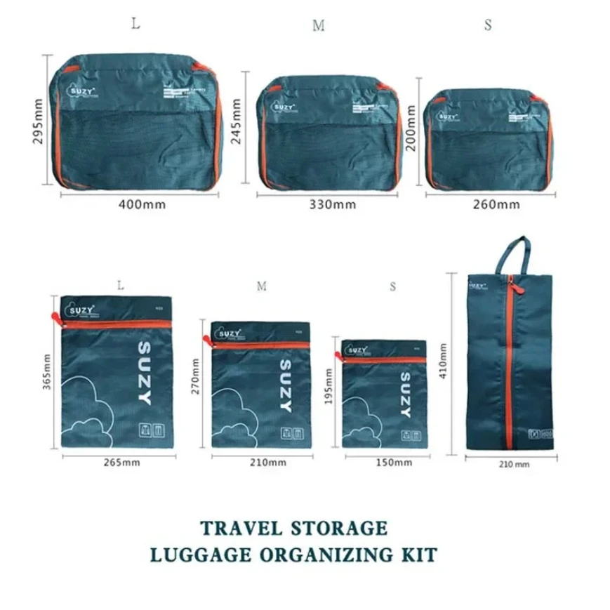 Elementi essenziali per il viaggio: set da 7/6 pezzi Organizzatore di bagagli portatile Borse per riporre scarpe e vestiti Soluzioni facili da imballaggio e ordinate - immagine 5