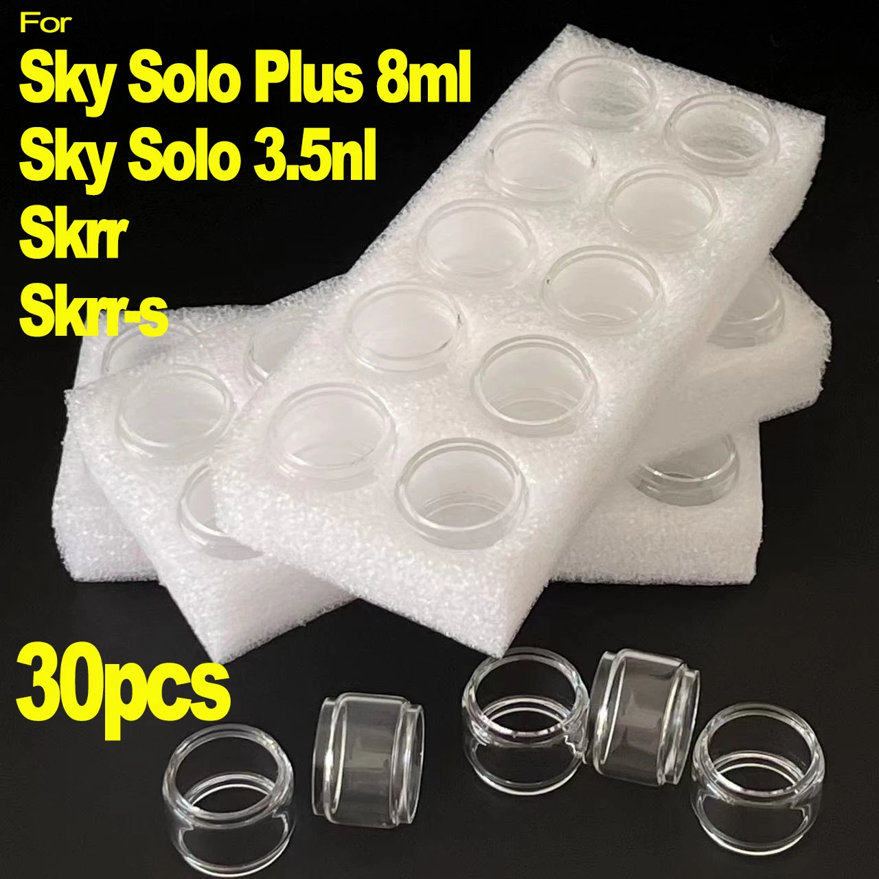 

30PCS Replacement Glass Tube Tank for Vaporesso Sky Solo 3.5ml Sky Solo Plus 8ml Skrr Skrr-s 8ml E Cigarette Bubble Bulb Glass