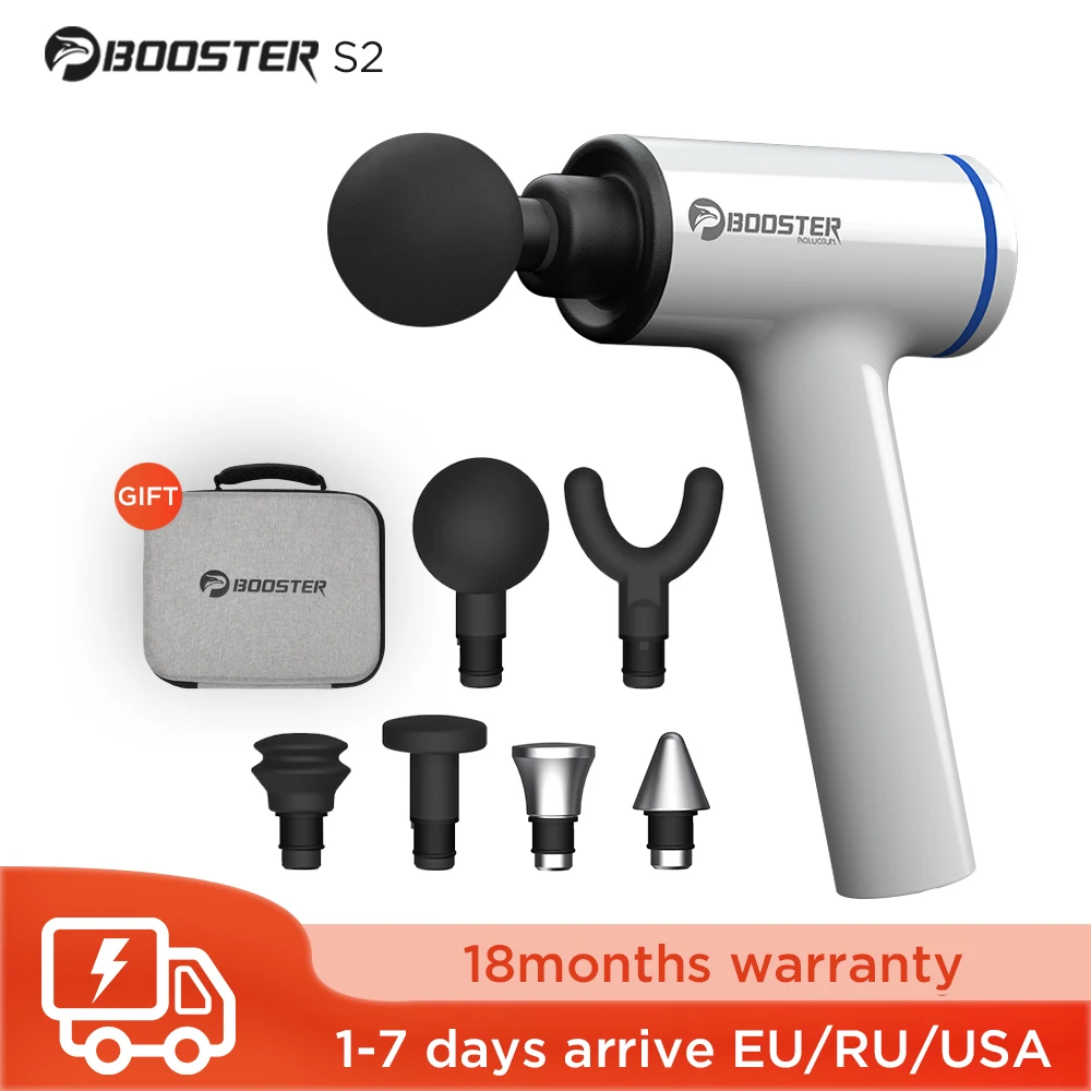 

Электрический массажный пистолет Booster S2, металлическая головка для снятия боли в теле, 5 передач, длина хода 8 мм, мощный аппарат для ухода за здоровьем
