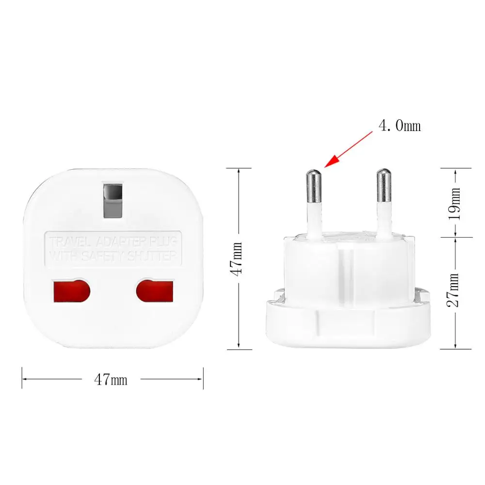 Convertisseur de prise de voyage, adaptateur secteur, chargeur mural AC, adaptateur secteur, prises électriques britanniques, Royaume-Uni vers UE, 220V, 1PC