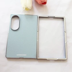 Elegant Lychee Pattern Shockproof Phone Case - Fashionable Luxury Protective Cover - Galaxy Z Fold4 (Blue)