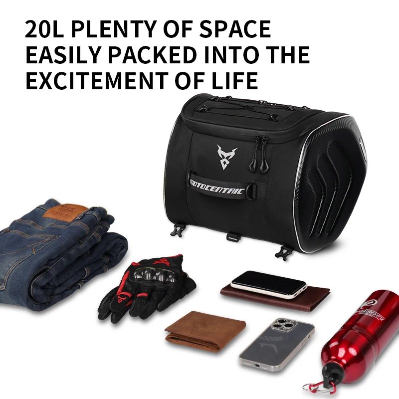 MOTOCENTRIC 20L Waterproof Motorcycle Back Seat Bags Reflective
