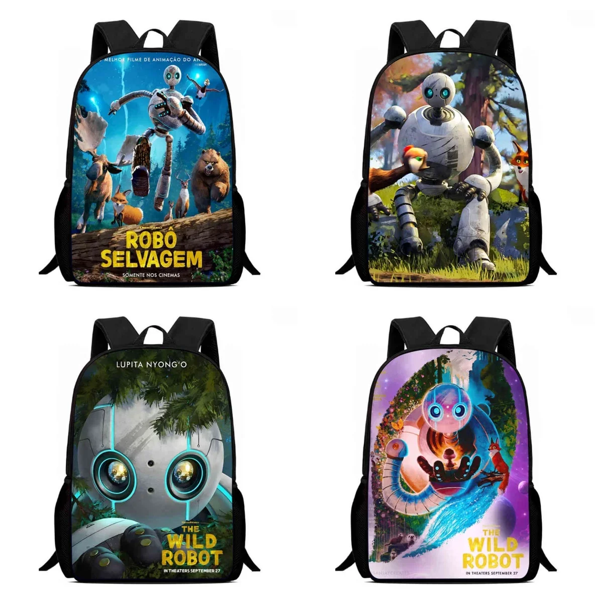 Mochila School Backpack for Child, Cartoon Wild-R-Robot School Bags for Girls Boys,Large Capacity Child Backpack for Aaged 5-10 1