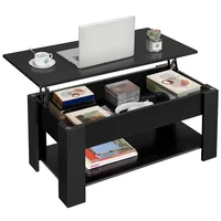 Modern 39in Lift Top Coffee Table with Hidden Compartment & Storage for Livingroom, Black 1
