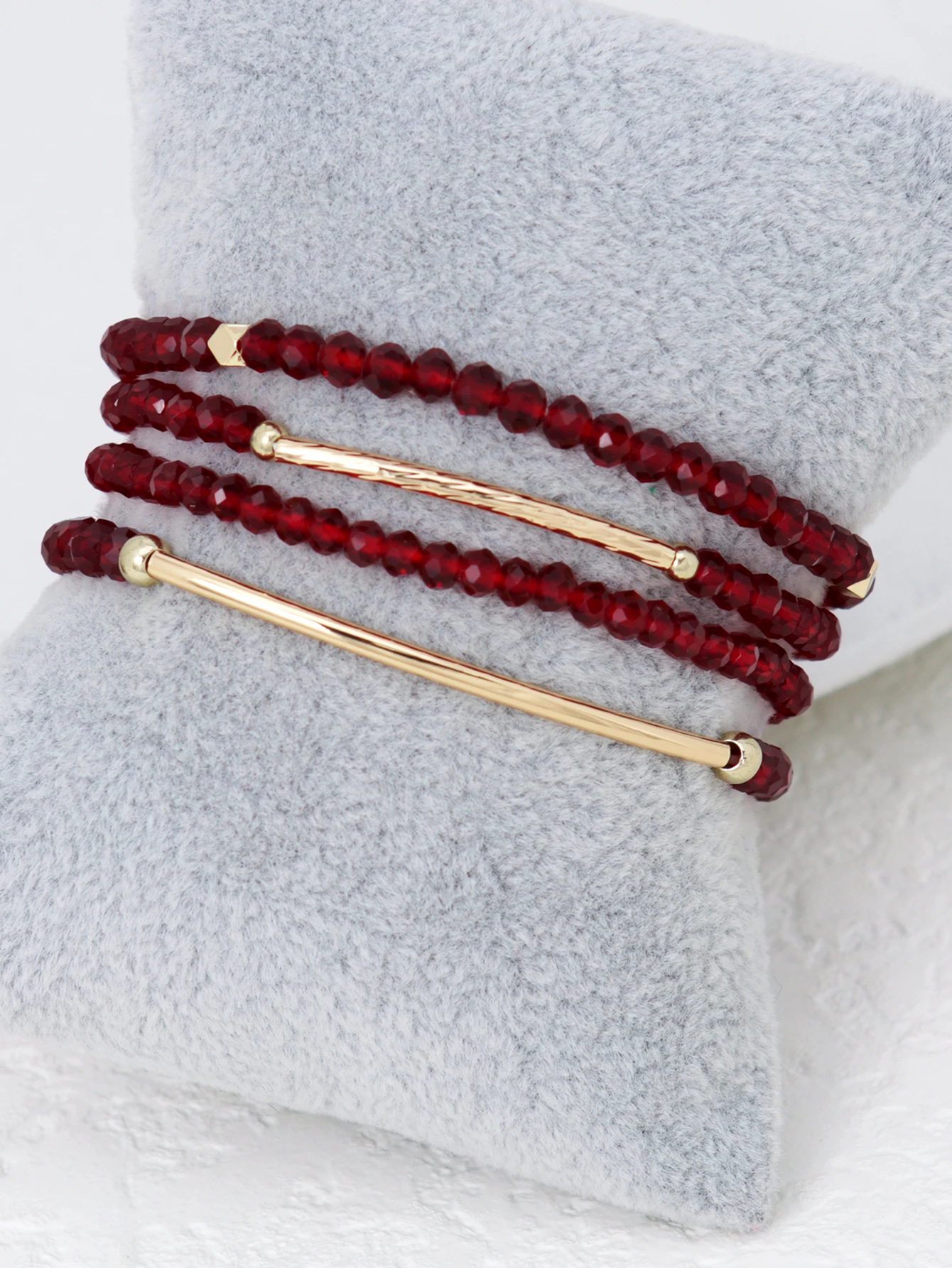 Retro Red Crystal Beads Bracelet Set for Women