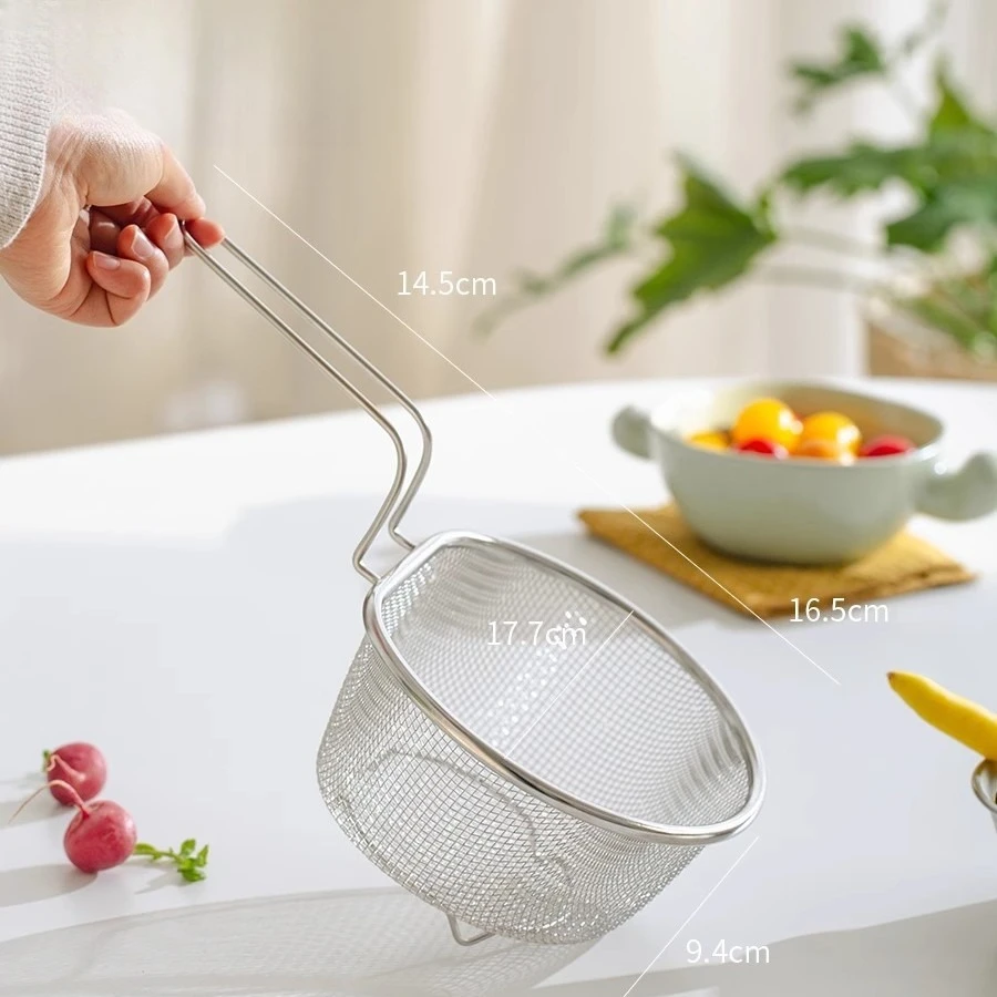 Premium 304 Stainless Steel Strainer Fine Mesh Colander for Frying Oil Drain Kitchen Tool
