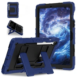 Rugged Samsung Tablet Case with Handle Stand and Pen Slot - Shockproof Design - Tab S10 Lite 2025 (NavyBlueBlack)