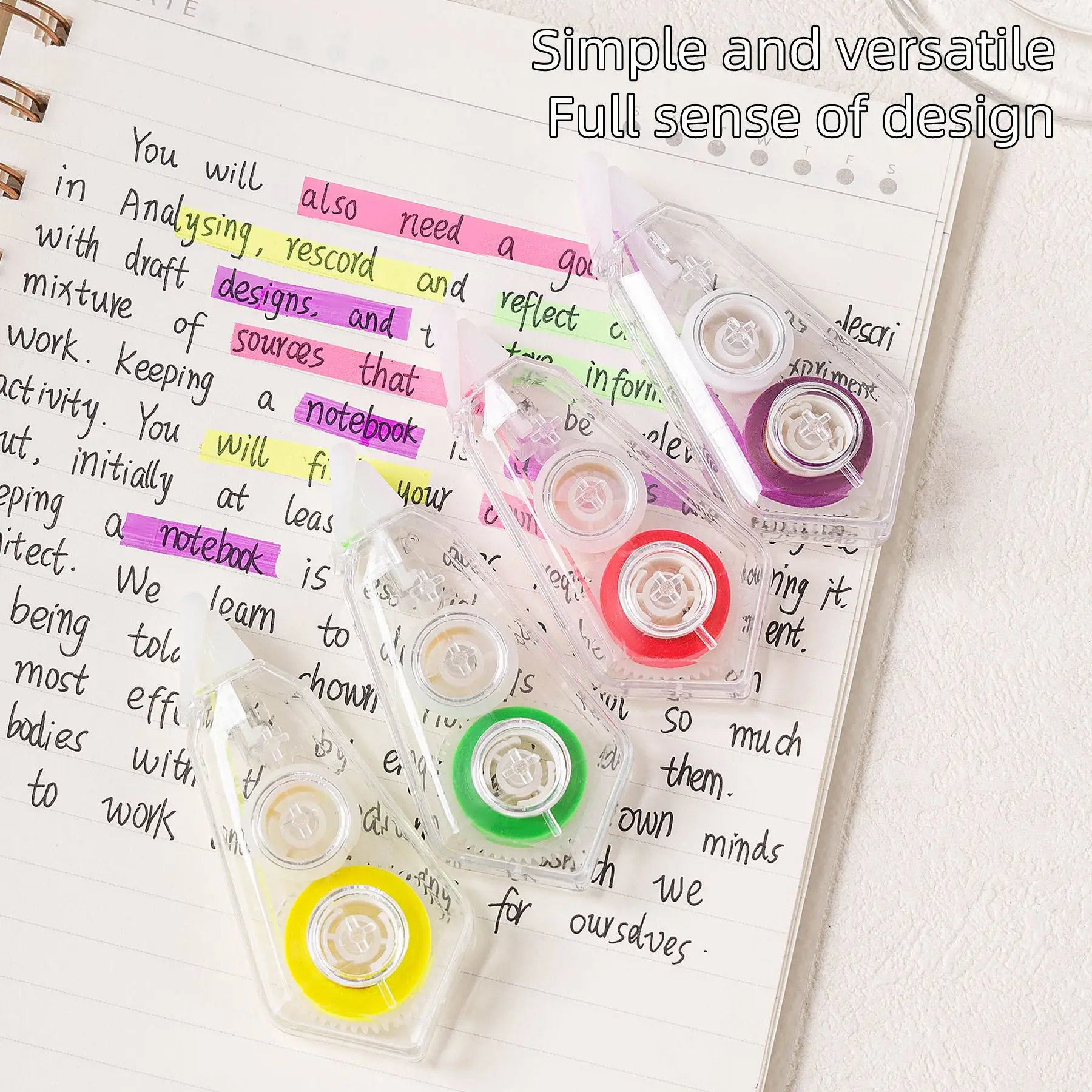 4/6 Roll Transparent Colorful Tabs Tape Writable File Tabs Flags Colored Page Markers For Reading Notes School Office Supplies