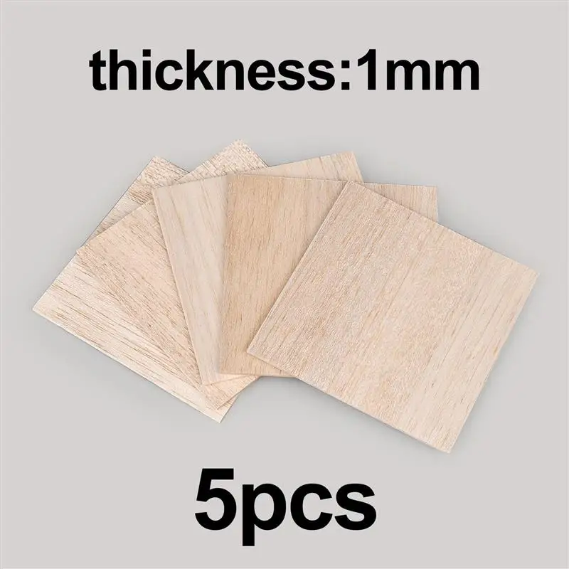5Pcs Balsa Wood Sheets Ply Blank Unfinished Wood Board Rectangle Wooden Slices DIY Carving Artboard Wood DIY Craft Accessories