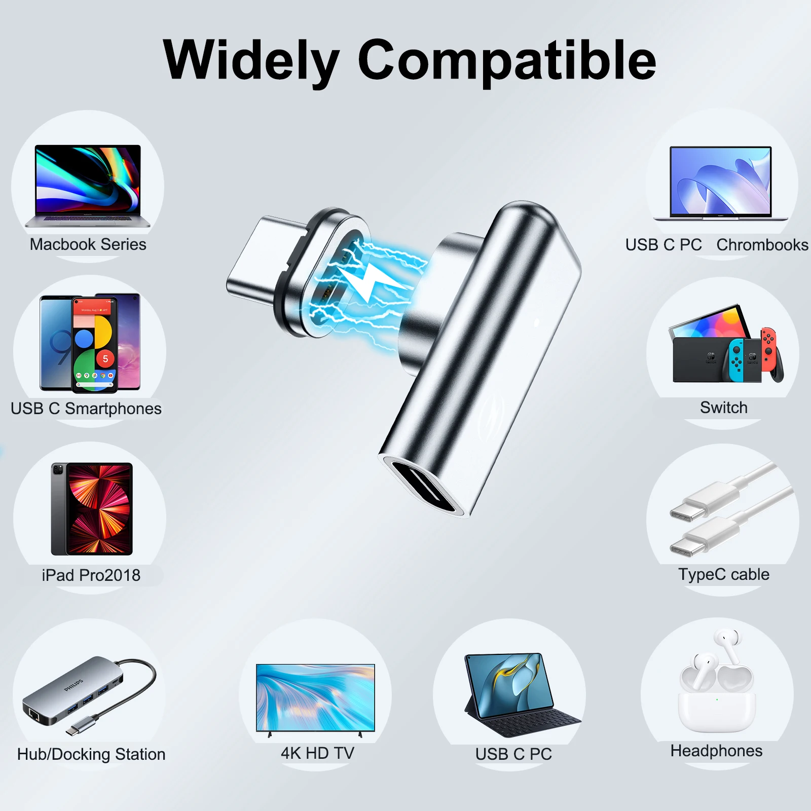 FONKEN PD 100W Magnetic Adapter - Fast Charging USB Type C Magnet Data Converter for MacBook, Samsung, and 24pins Laptop Power Adapter Description Image.This Product Can Be Found With The Tag Names 100w adapter type c magnetic, Fonken type c adapter magnetic, Magnetic usb c adapter macbook, Usb charging macbook magnetic