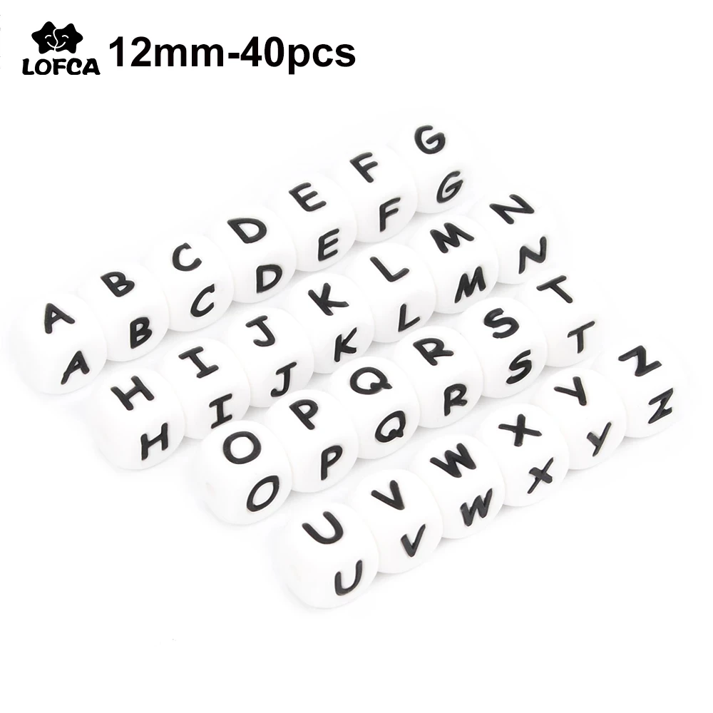 Silicone Teething Beads 40pcs Alphabet Letter Teether for Baby Nursing