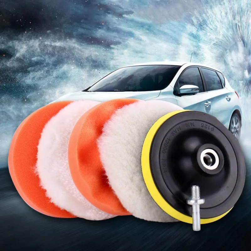 Car Polishing Pad Soft Wool Pad Waxing and Polishing Locomotive Body Disc Cleaning Scratch Removal Tool 4 Inch