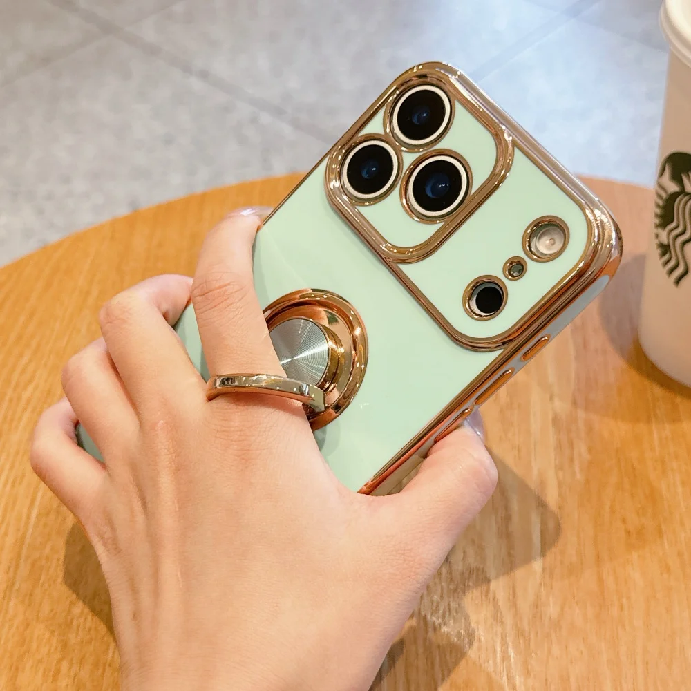 Elegant Plating Ring Stand Bracket Holder - Soft Silicone Protective Case