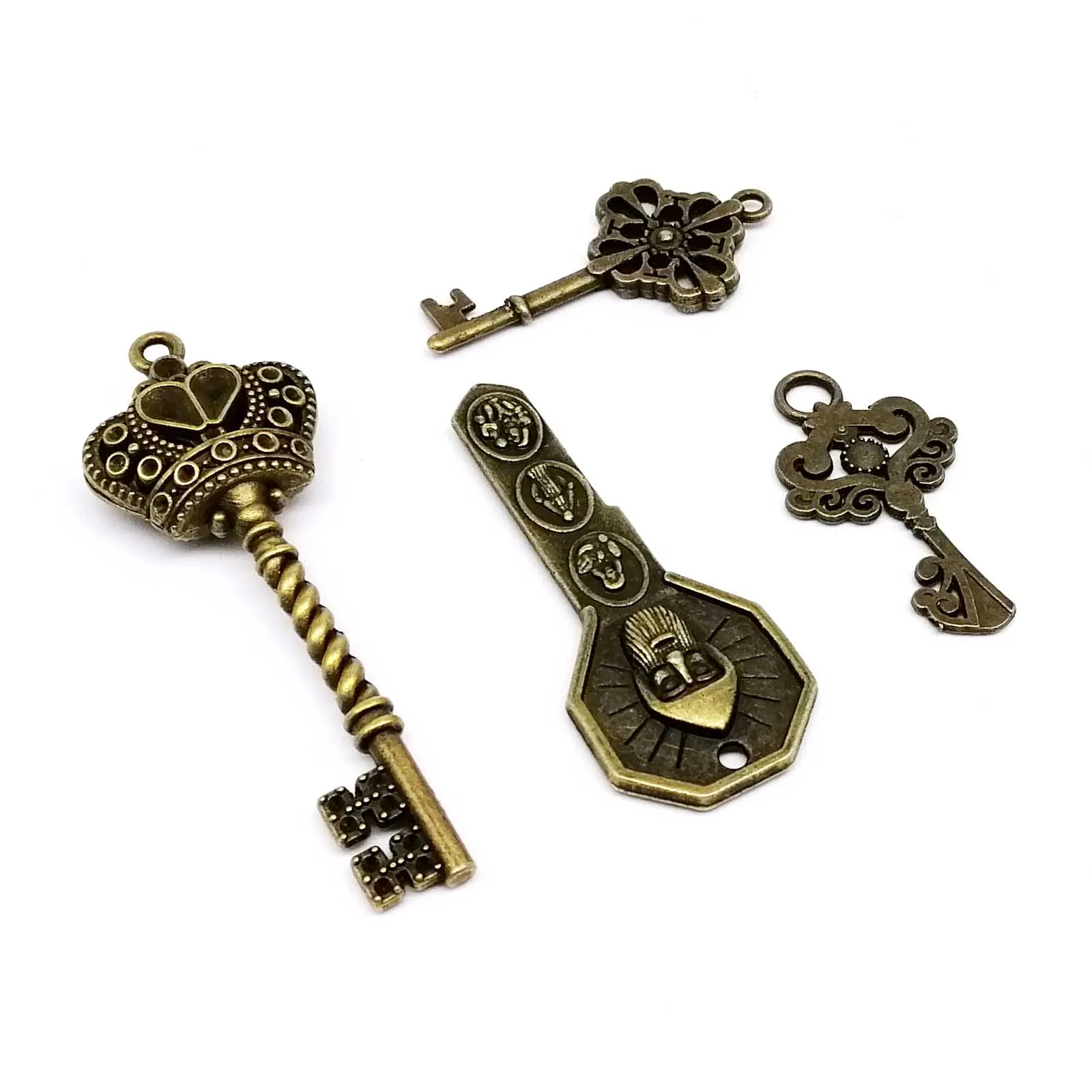 Decorative Vintage Key 1 kit Include 12pcs Old Looking Retro Antique Brass Bronze for Steampunk Charms Pendant Jewelry Making