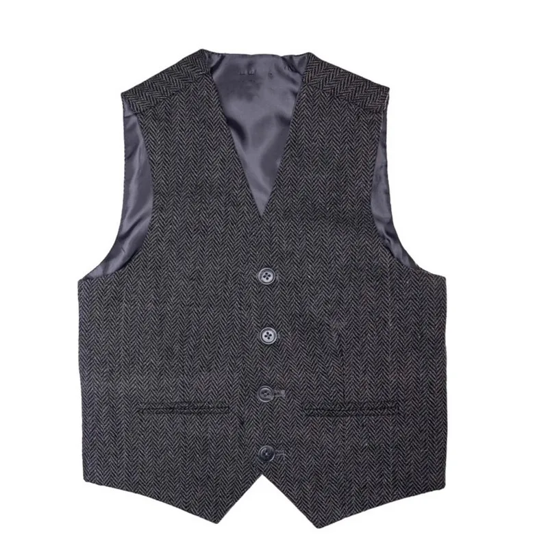 

New Children's Vest Herringbone V Neck Single Breasted Tweed Casual Waistcoat Children Clothing Boys Girls Vintage Top Unisex