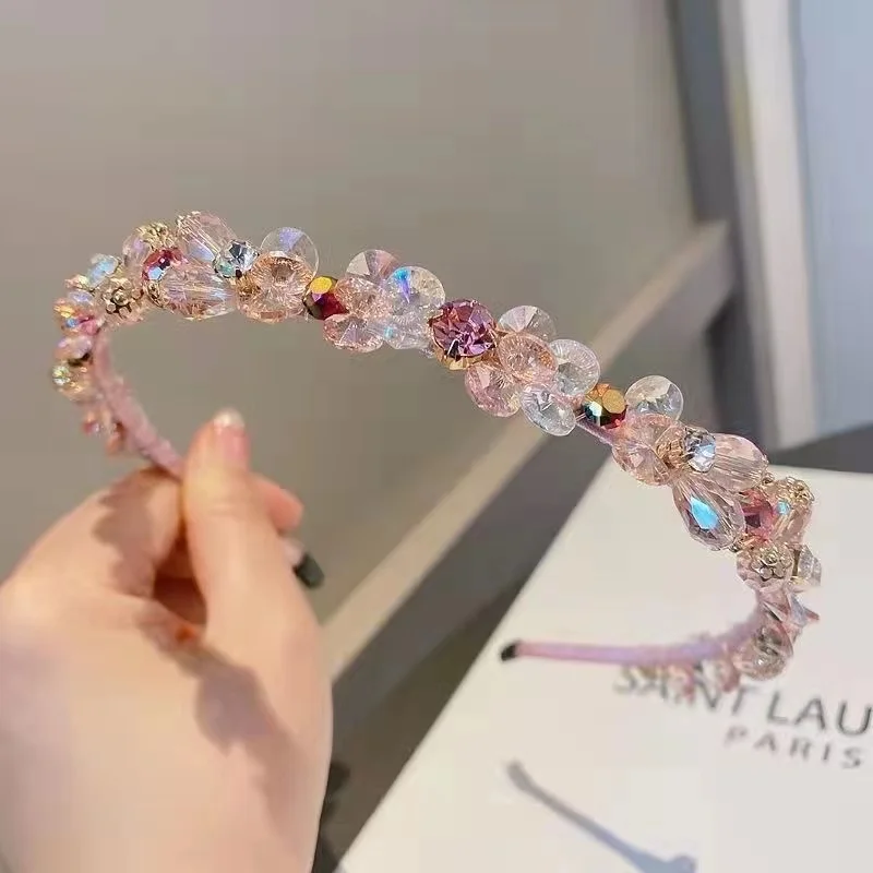 2022 New Gem Baroque Headbands For Women Girl Rhinestone Diamond Luxury Hair Accessories Geometric Crown Flower Hairbands youlapan hp412 elegant bridal headbands rhinestone crystal headpiece banquet headwear woman bridesmaid hairbands tiara and crown