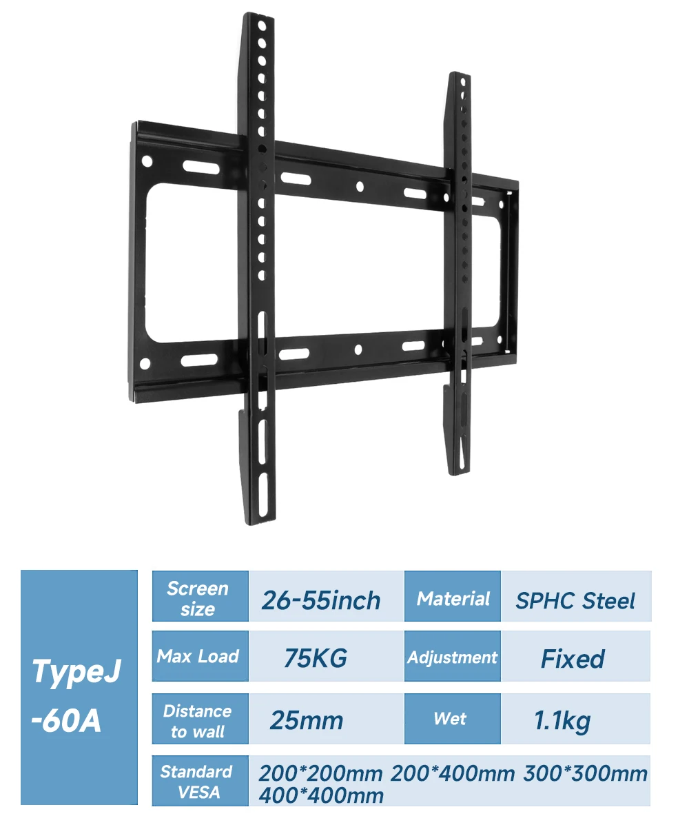 14-60Inch Universal TV Mount Monitor Wall Support PC Screen Bracket Fixed Holder For Led Lcd Televsion Max 75Kg Load