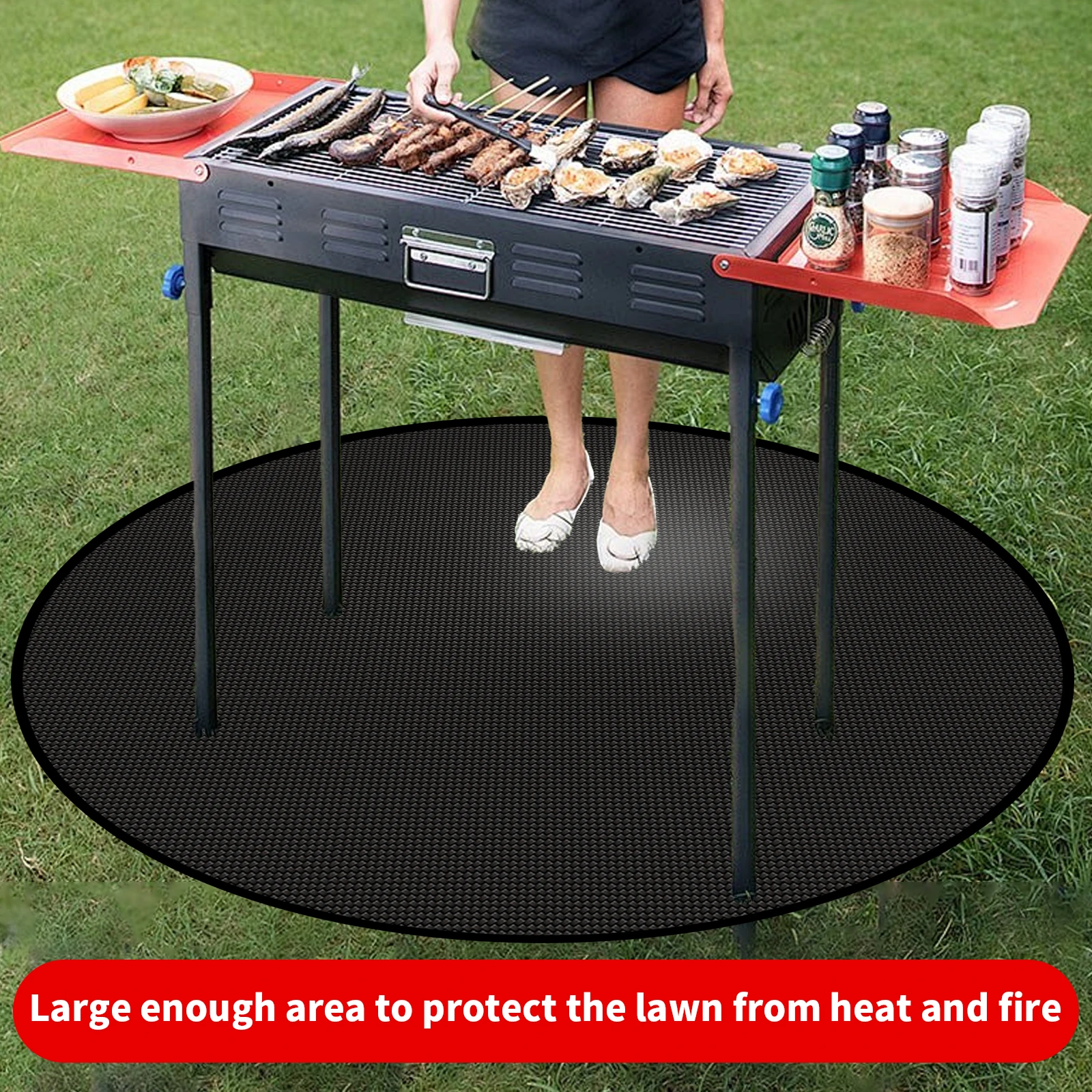 36 inch Fire Pit Mat Round 3 Layer Under Grill Mat Heat Resistant Grill Pad for Outdoor BBQ Firepit Stove Lawns Deck