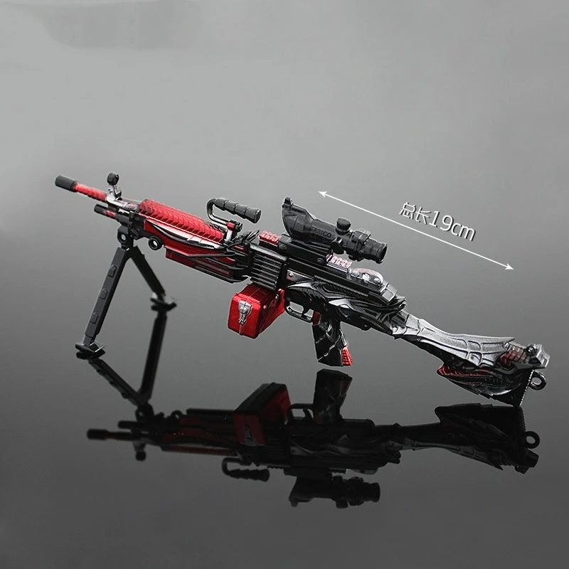 Large Size PUBG Toy Guns AWM Weapon Keychain Metal M249 Model Assemble Alloy Light Key Chain Car Pendant Gifts Toy for Kid 2