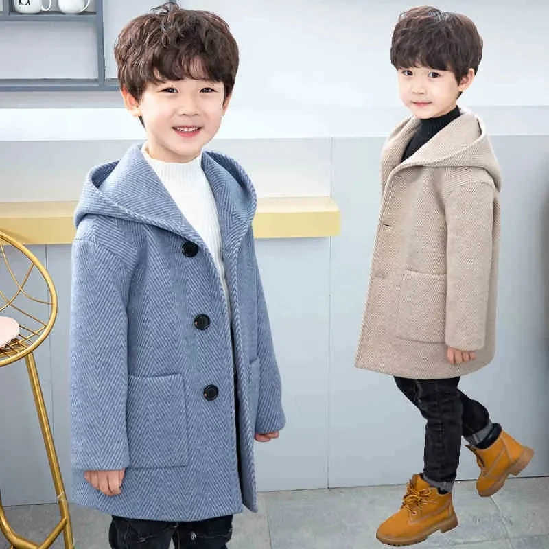 Winter Woll jacke für Jungen neue koreanische Version Mode Verdickung schöne mittellange warm halten lässige Kinder kleidung