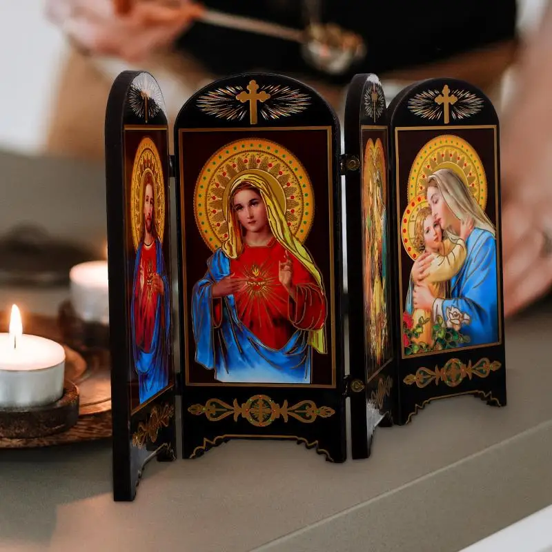 Description Picture 2 of itemBible Blessed Virgin Mary Statue Our Lady Grace Figurine Catholic Holy Family Jesus Standing Statues Ative Mary Figurine