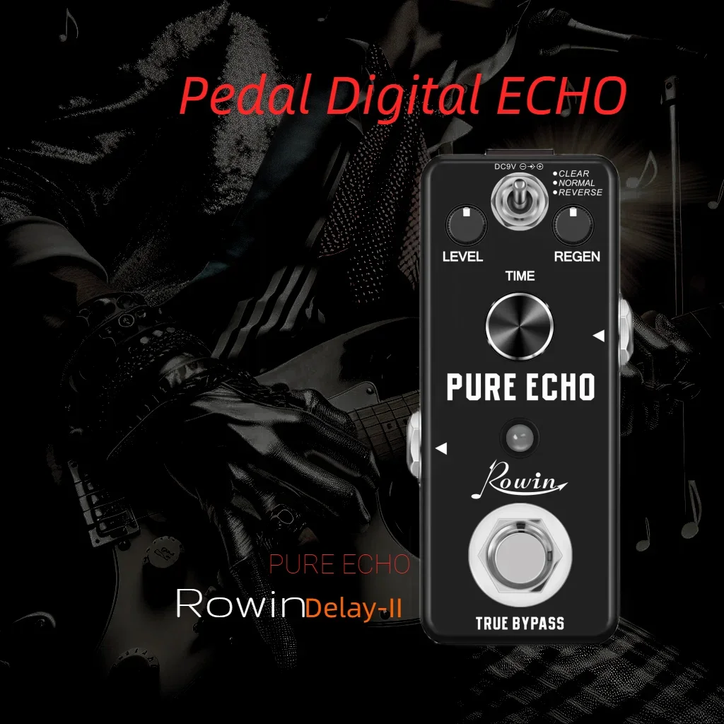 

Rowin Guitar Bass Deluxe Digital Pure Echo Effect Pedal Delay High Preformence with 3 Modes Clear Normal Reverse Black