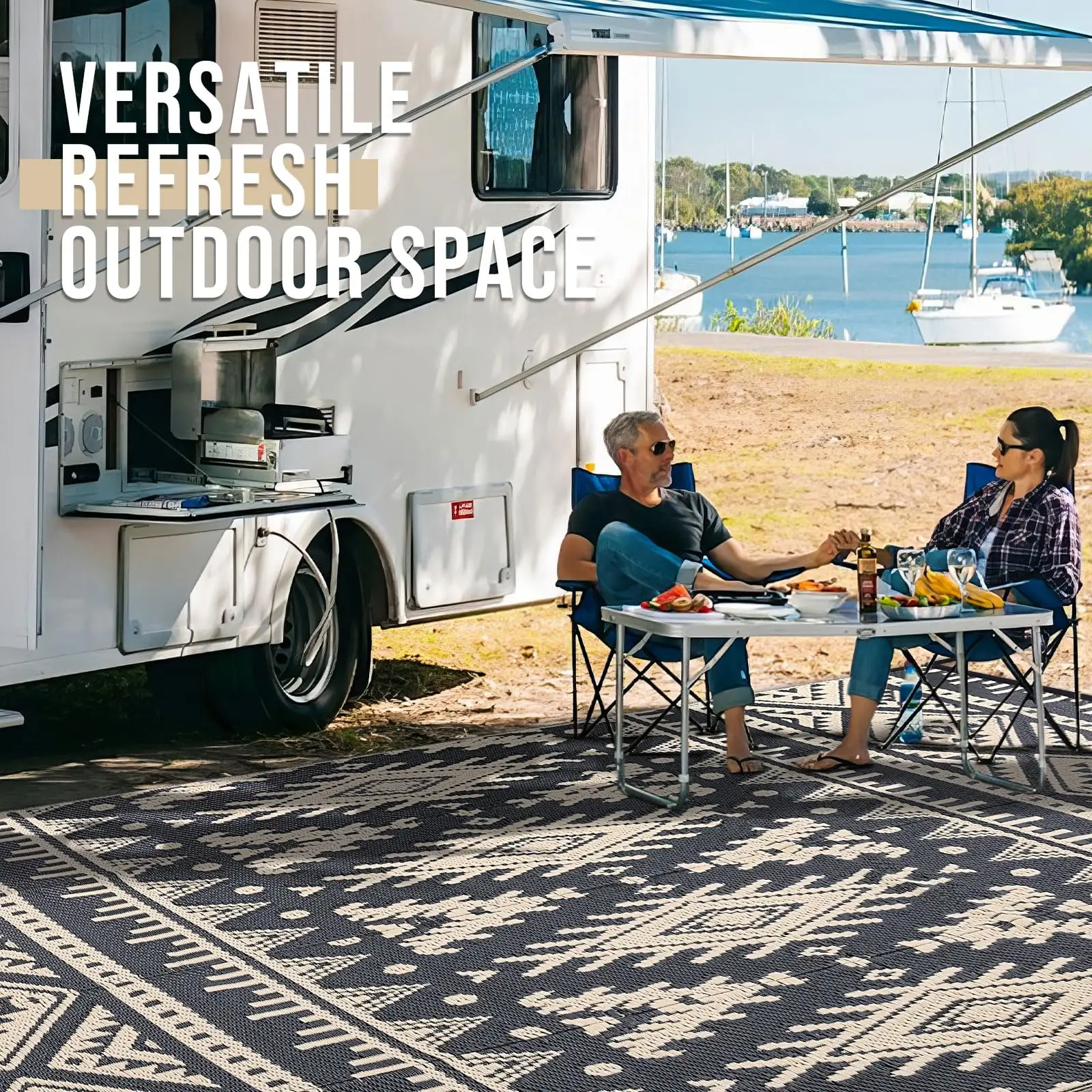 Olanly Outdoor Plastic Straw Rug Waterproof Indoor Outdoor Carpet Machine Washable Fashion Carpet For Patio Camp Picnic Backyard - Image 6