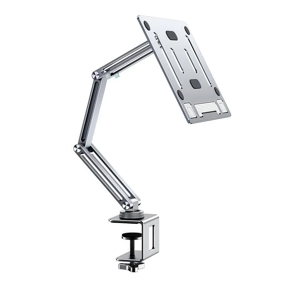 튼튼한 360 ° 회전식 노트북 책상 마운트 싱글 암 접이식 노트북 스탠드 17인치 노트북용 알루미늄 조절식 태블릿 홀더