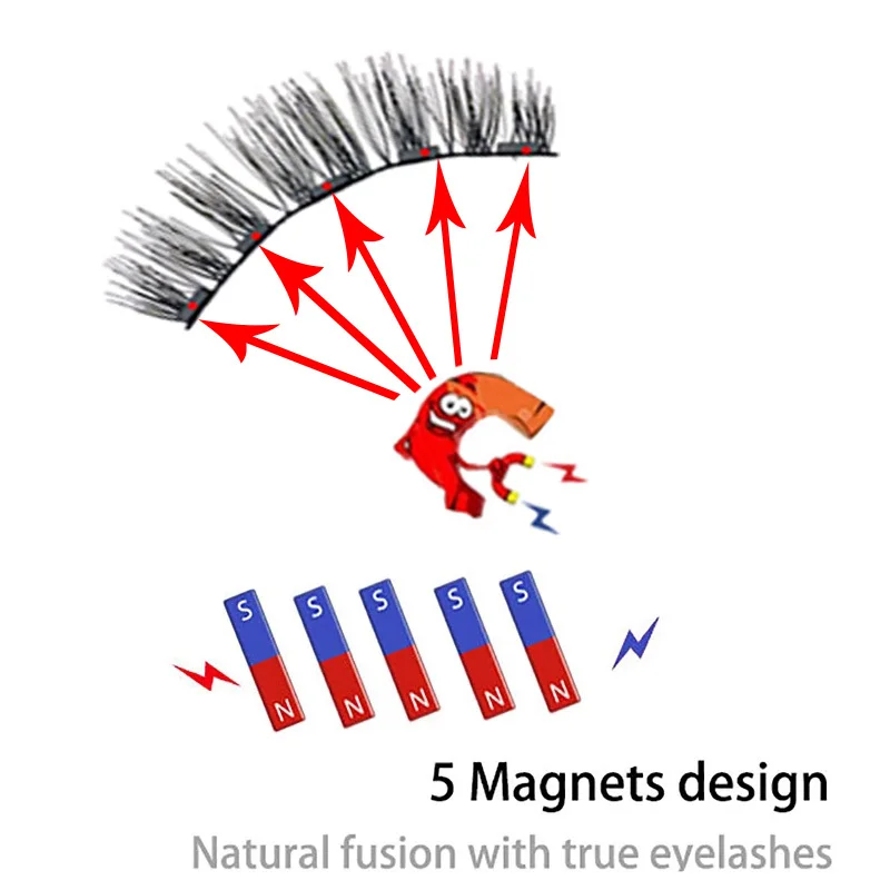 5 Magnetic With Curler Set 3D False Mink Makeup Eyelash Extension Natural Thick Eyelashes