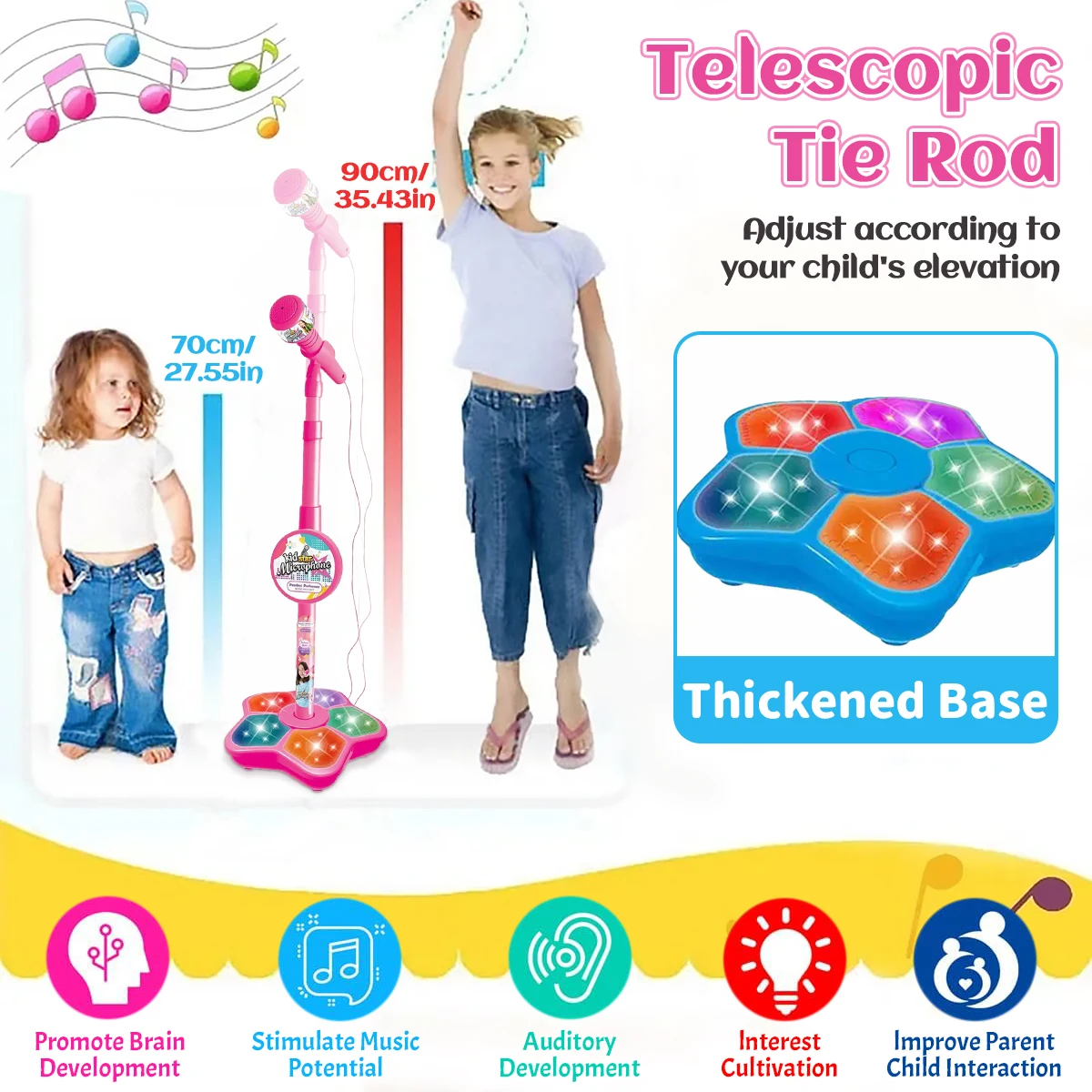 Kids Microphone with Stand Karaoke Song Music Instrument Toys Brain-Training Educational Toy Birthday Gift for Girl Boy 5