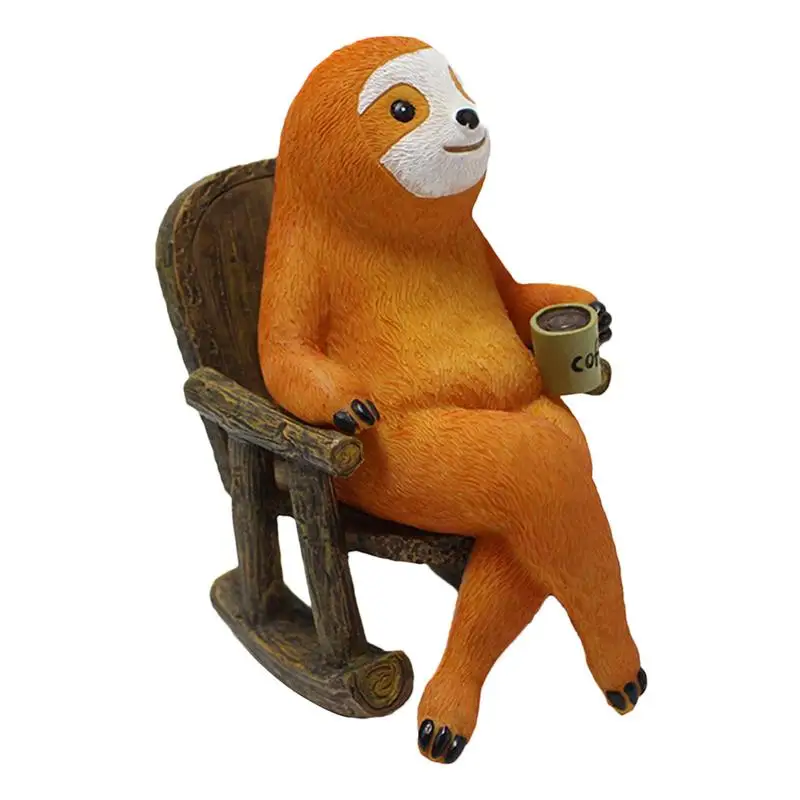 

Rocking Chair Sloth Ornament Hanging Sloth pendant for Garden Tree Relaxing Rocking Chair Statue Outdoor garden accessories