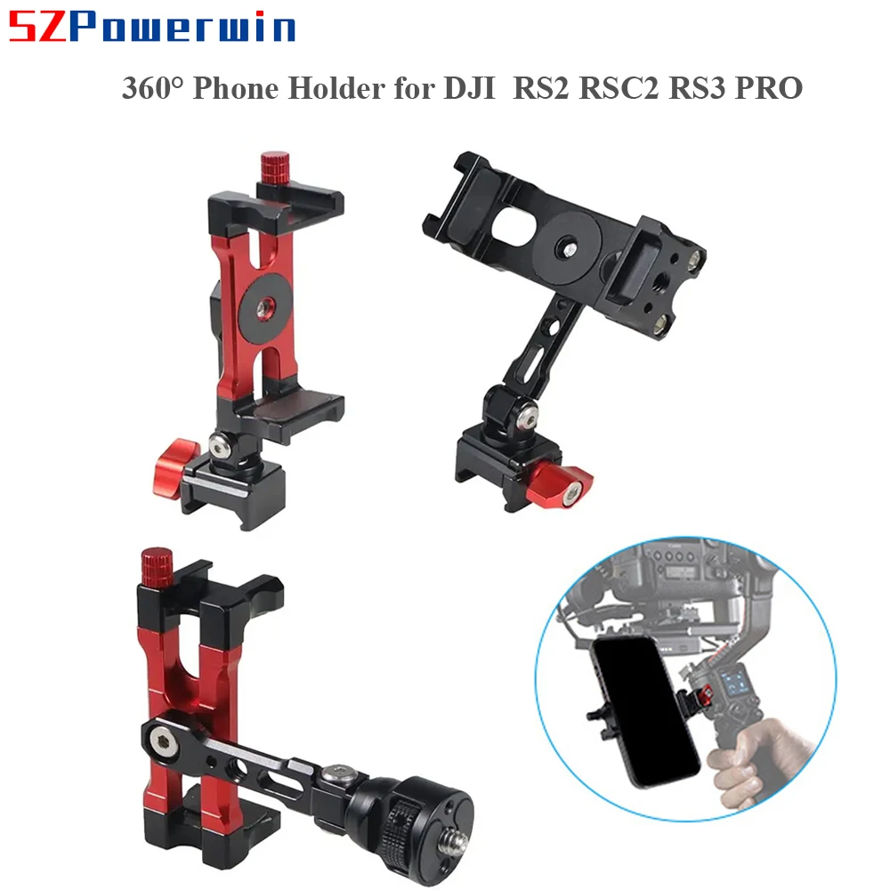 Powerwin Nato Rail Clamp Regolazione A 360 ° Supporto Per Telefono Cold Shoe 1/4 "Mount Clip Verticale Per Dji Rs2 Rsc2 Rs3 Pro Mini Gimbals