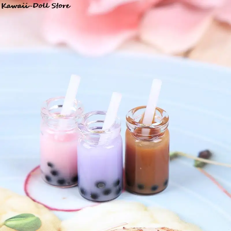 3Pcs 1:12 Dollhouse Miniature Creative Milk Tea Cup Cream Drinks Bottles Model Dolls Kitchen Food 6