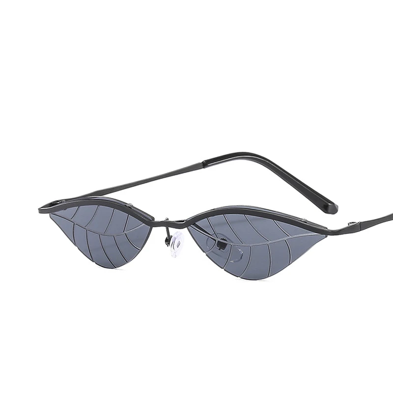 

Fashion Brand Y2K Alloy Cat Eye Sunglasses Women Retro Shades Eyeglasses Rimless Narrow Leaf Punk SunGlasses Female Eyewear