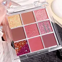 Summer 9 color eyeshadow palette: Orange brown, pink and gold, matte shimmer effect, lasting makeup, keep glitter rose Eyeshadow 1
