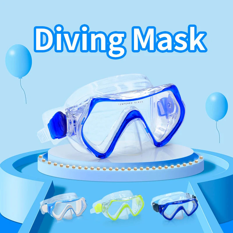 Swimming Goggles for Kids Professional Diving Mask Tempered Glass Anti-Fog Swim Snorkel Masks with Nose Cover kickstand cross texture hybrid hard pc soft pu leather electroplating phone case with tempered glass screen protector for samsung galaxy z fold2 5g red