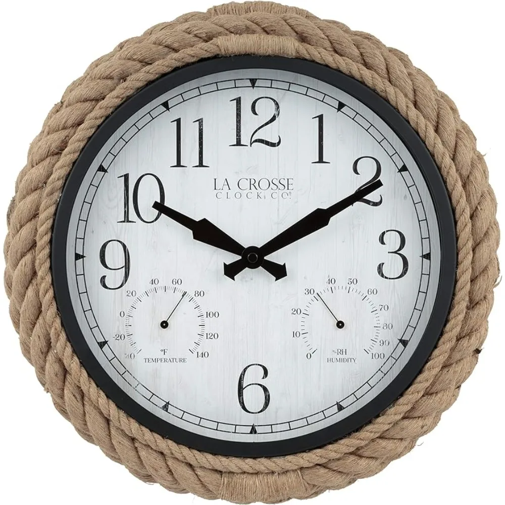 

La Crosse 433-3836 14-inch Rowan Indoor/Outdoor Rope Analog Quartz Wall Clock, Brown