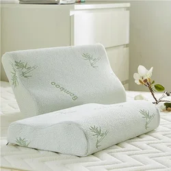 Premium Bamboo Fiber Memory Foam Pillow - Orthopedic Neck Support & Comfort - 40x25x5cm (White1)
