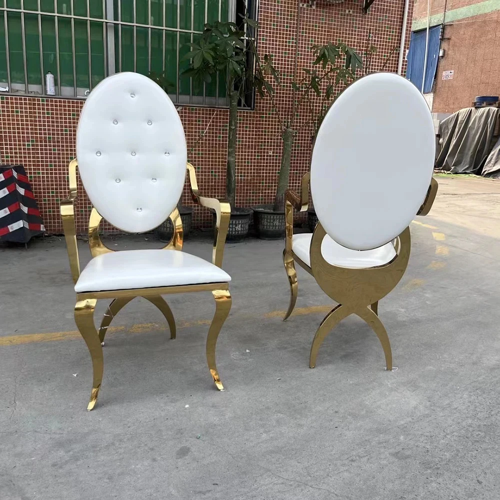 2-piece stainless steel chair set for banquet and wedding high back