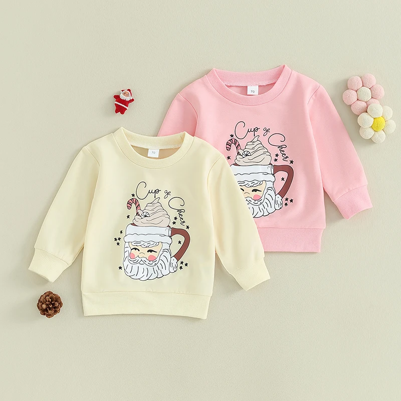 

Autumn Winter Toddler Baby Boys Girl Christmas Sweatshirt Santa Letter Print Long Sleeve Pullover Loose Tops