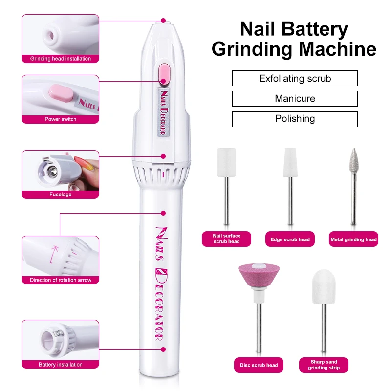 5 In 1 MINI Electric Nail Drill Machine Kit Manicure Pedicure Grinding Polishing Sst Nail Art Sanding File Pen Tools Machine 2