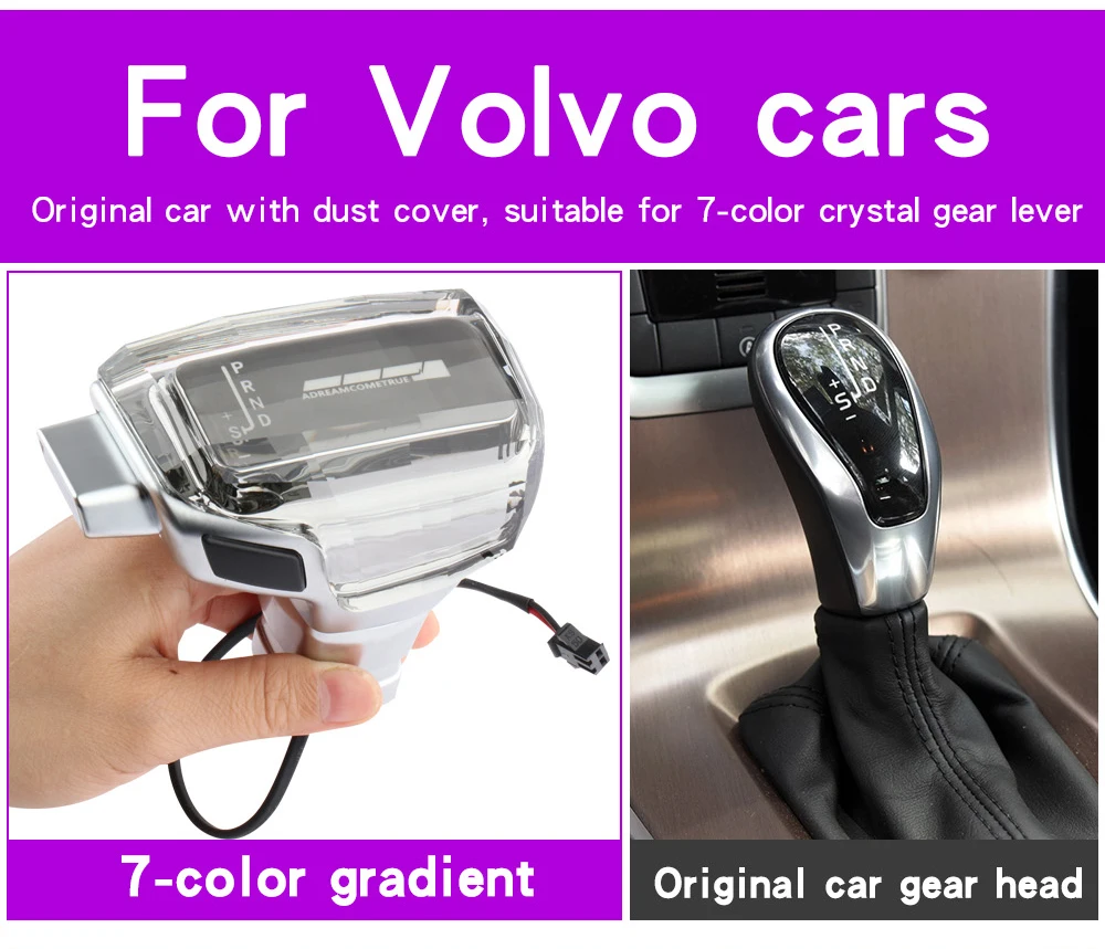 For Volvo S60 S80 V40 V60 V70 XC60 XC70 Gear shift knob Gear stick lever LED Cry
