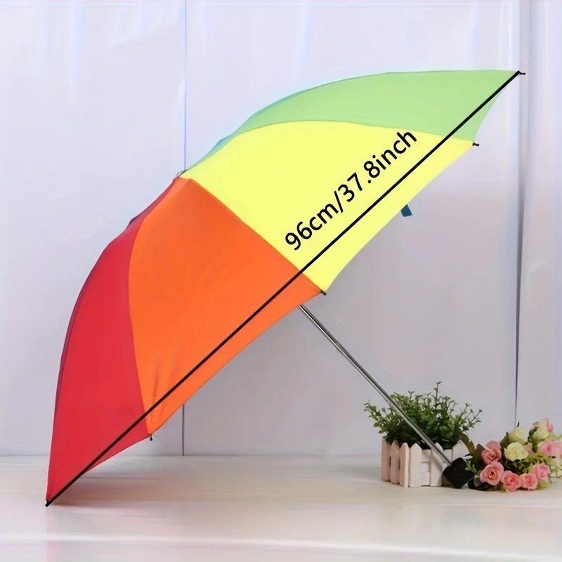 Windproof Foldable Umbrella Women Men Manual Popular Rainbow Three Folding Umbrella Adults Children Strong Resistant Umbrella