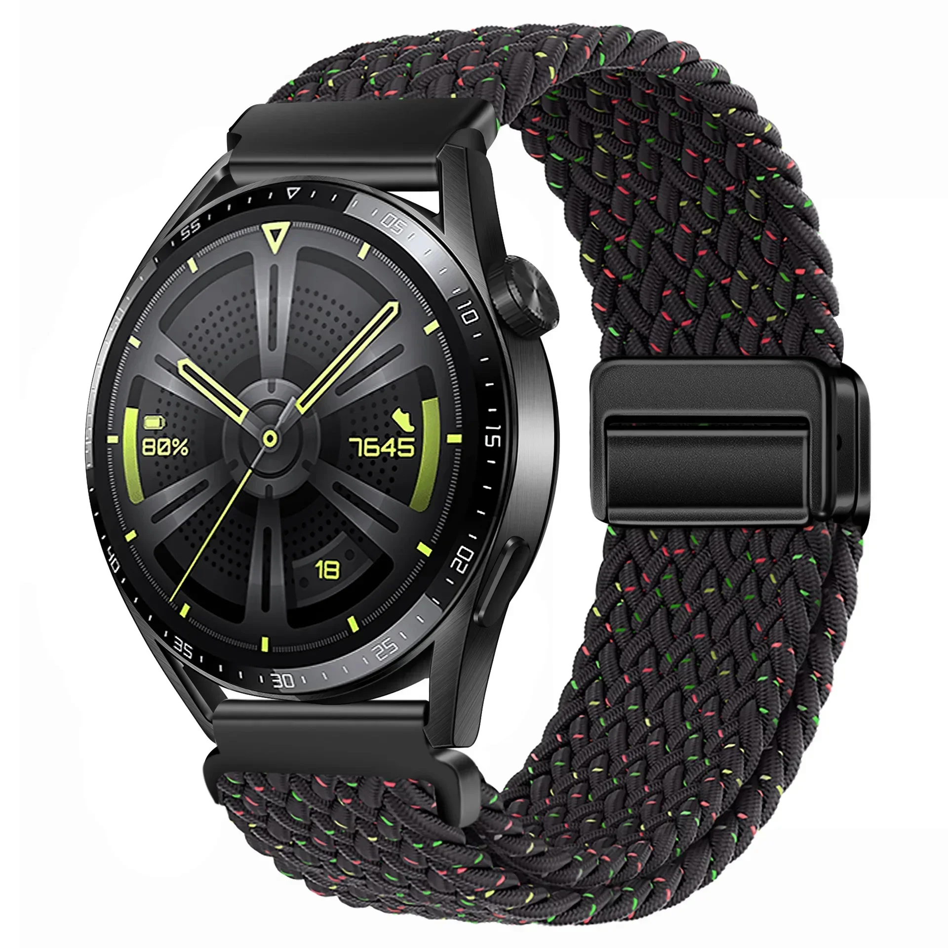 Braided Solo Loop Strap with Magnetic D Buckle, 22mm - Versatile Smartwatch Band