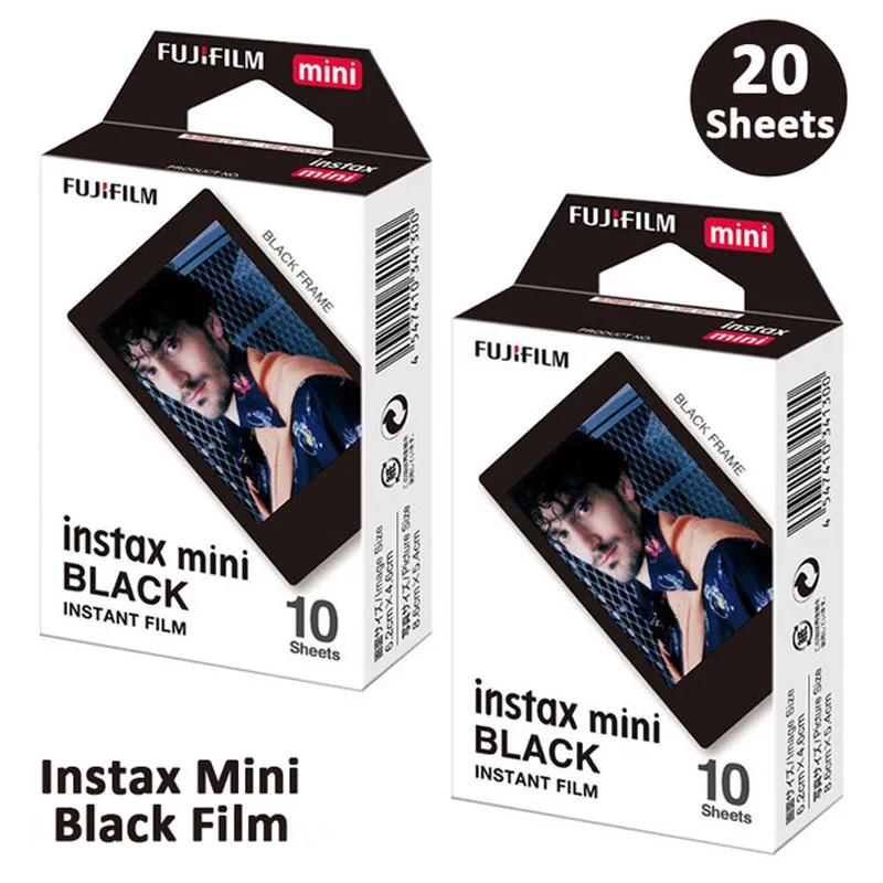 Fujifillm Instax Mini Black Frame Color Film 10/30/50 Sheets For Fujifillm Instant Mini 12,11, 9, 8 7s Camera For SP-1/2 Printer