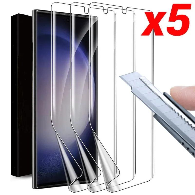 5/1Pcs Soft TPU Screen Protectors for Samsung Galaxy S24 Ultra Mobile Phone Hydrogel Film Anti-scratch Covers Protective Film