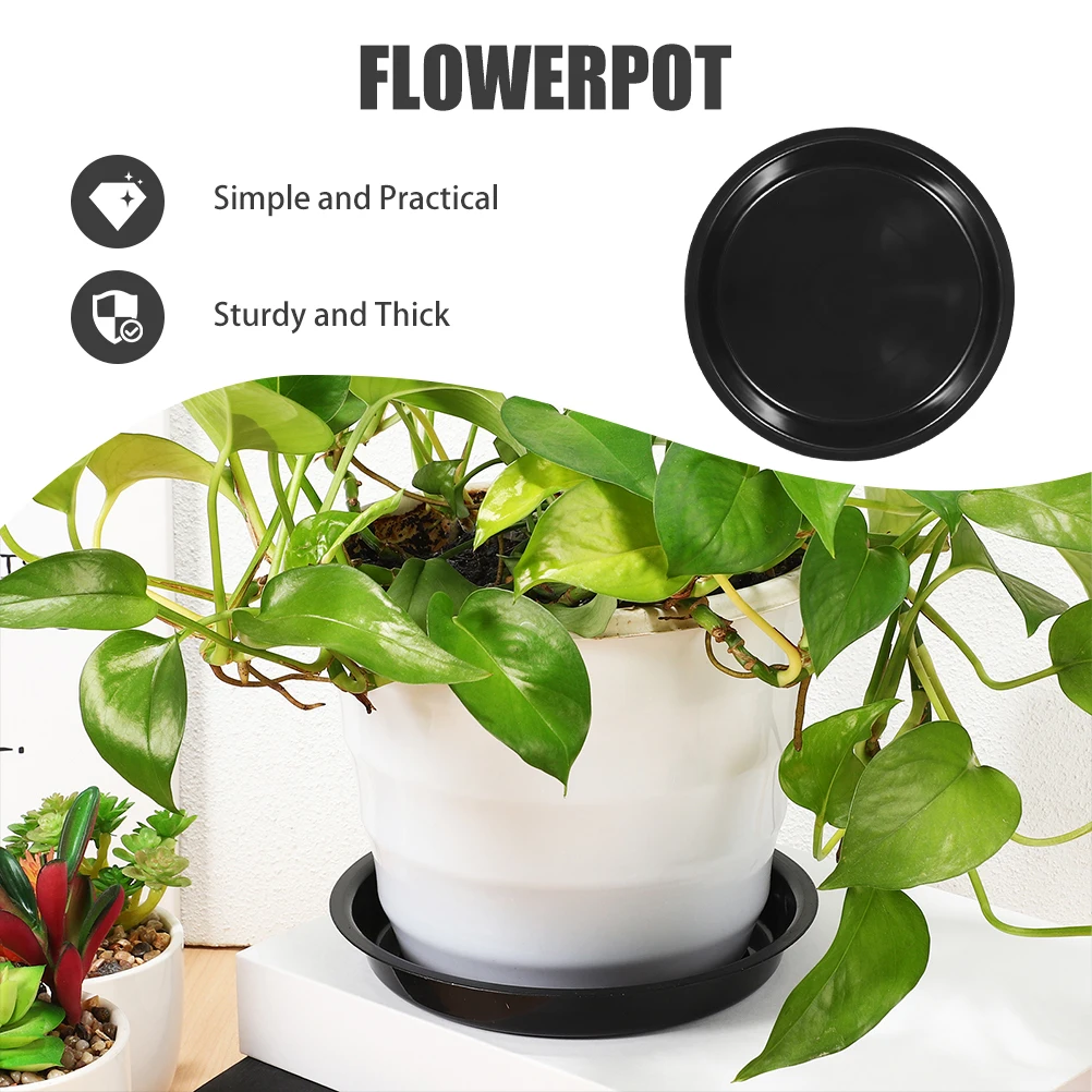 16 Pcs Black Round Plastic Plant Saucers 180mm Thick Flower Pot Trays Water Catcher for PP Prevents Soil