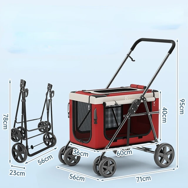 Poussette pour chien pliante, grand sac de transport de voyage créatif – Image 6