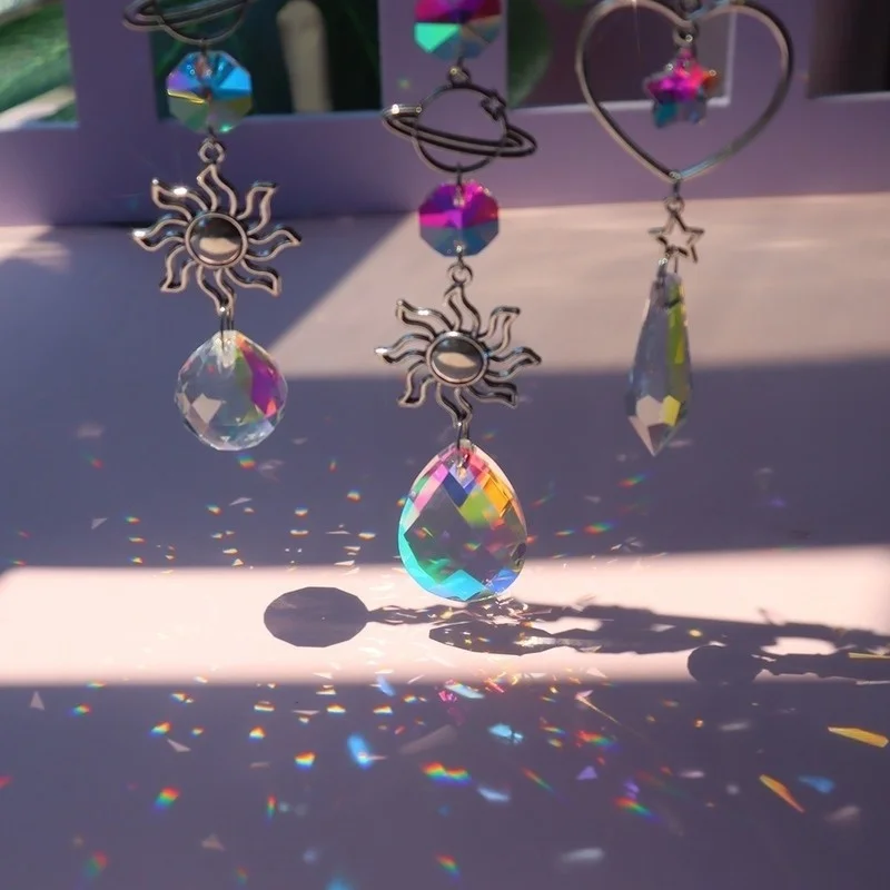 Attrape-soleil en cristal, pendentif prisme en diamant, réplique  arc-en-ciel, chasseur, conflicdrop, décoration de
