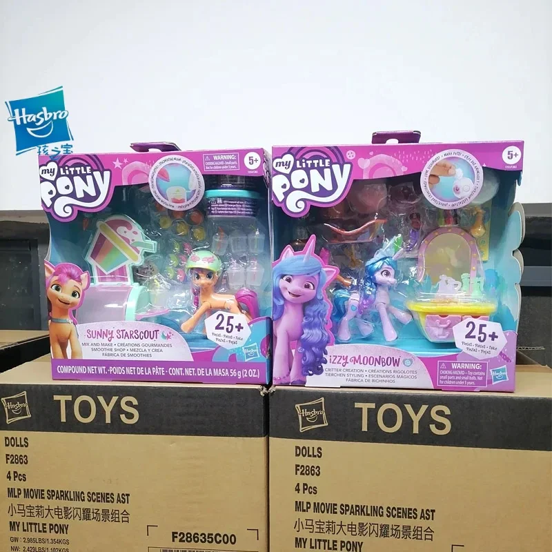

Hasbro My Little Pony Sparkling Scene Portfolio Cartoon Anime Sunny Izzy Figure Model Toys Collect ornaments Kids Gifts